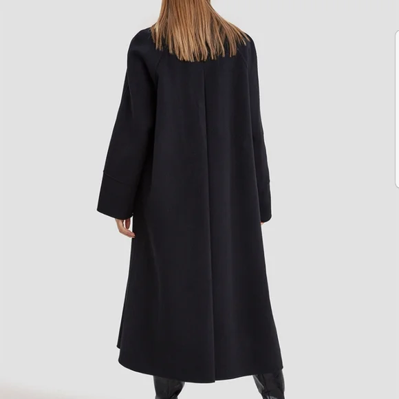 *NWT Buttoned Long Wool Coat (Black) - Silk Maison